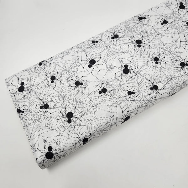 FIGO - Mr. Bones Sews - Spider (White) - 91077-10 (1/2 Yard)