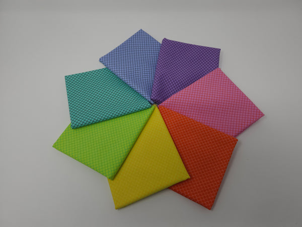 Hand-Cut Fat Quarter Bundle - Tula Pink - True Colors - On The Grid (7pc)