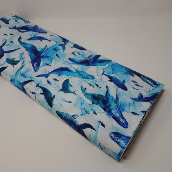 Northcott - Deep Blue - Whales - DP28122-10 (1/2 Yard)