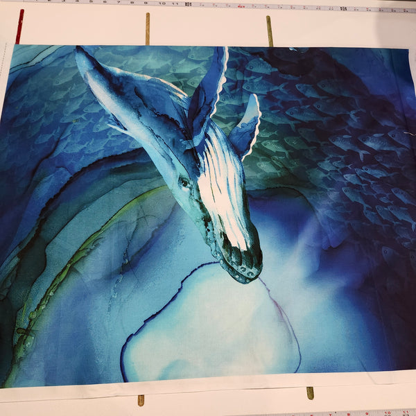 Northcott - Deep Blue - Whales - Panel - 28" x 43" - DP28120-48 (per panel)