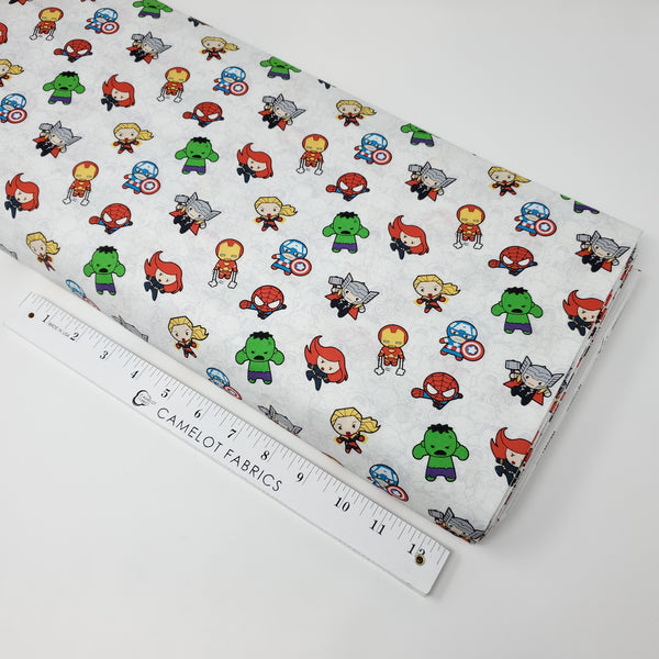 Kawaii Marvel II - Action Packed Heroes (white) - CAM13021000-1 (1/2 Yard)