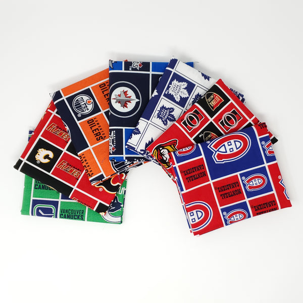 Hand-Cut Fat Quarter Bundle - NHL Canadian Hockey Teams (7pc)