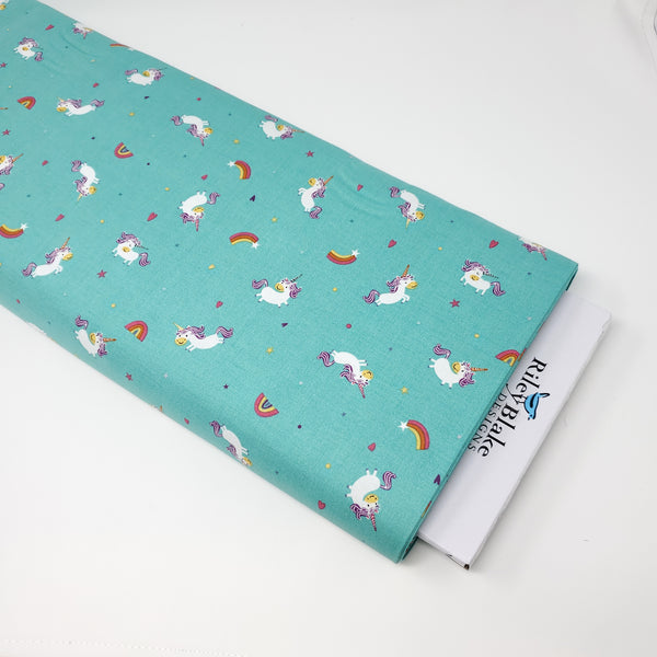 Riley Blake - Unicorn Kingdom - Unicorn Toss - C10471-Teal (1/2 Yard)