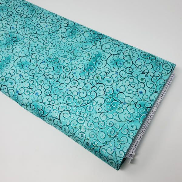 Ovarian Cancer Inspiration - Scroll - M1762-76 Teal (1/2 Yard)