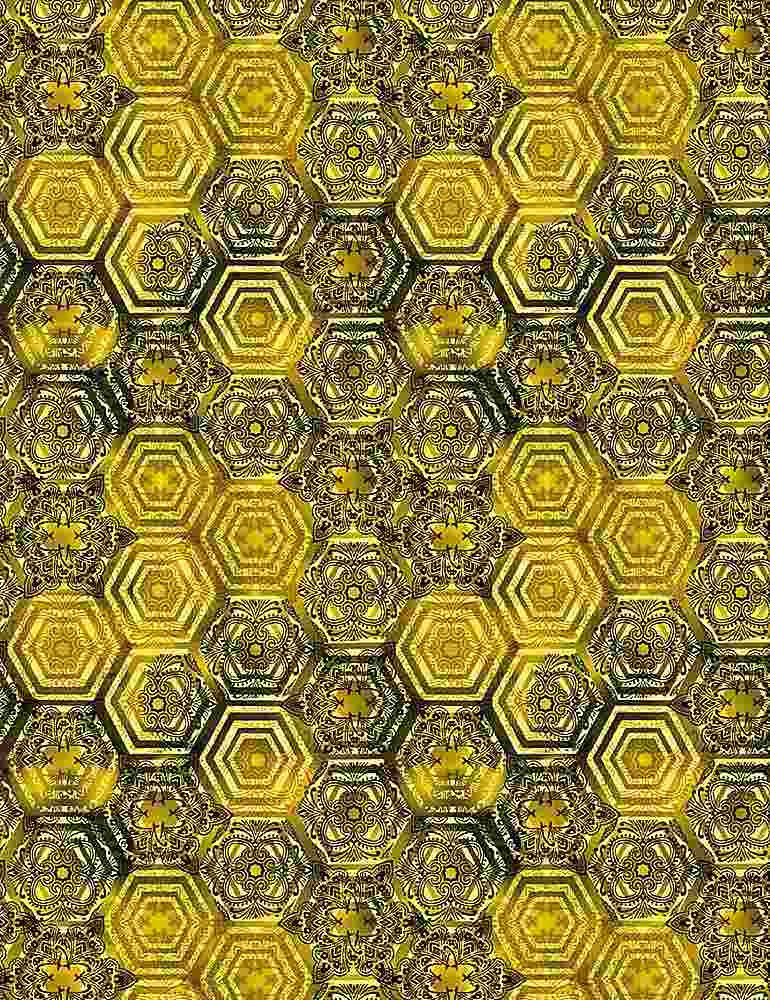 Queen Bee - Gold Queen Honeycomb - BEE-CD1352  BEE (1/2 Yard)