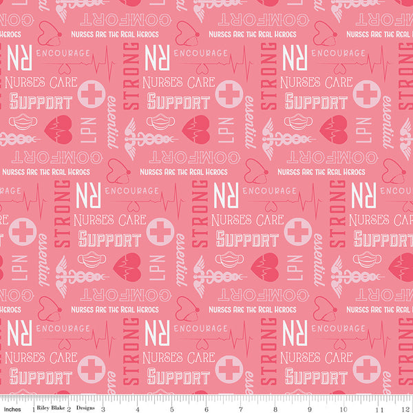 Nobody Fights Alone - Nurses Care - C10422-PINK (1/2 Yard)