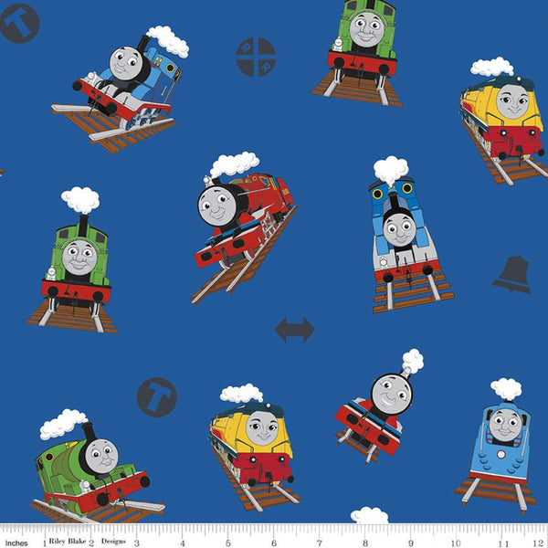Riley Blake - All Aboard with Thomas & Friends - Main - C11000-BLUE (1/2 Yard)