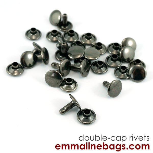 Double Cap Rivets - Medium (9mm Cap x 8mm Post) (5 Finishes)