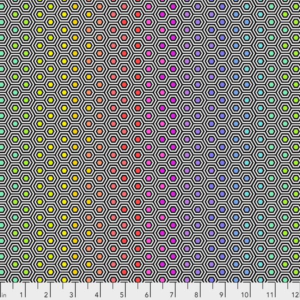 Tula Pink - Linework - Hexy Rainbow - Ink - PWTP151.INK (1/2 Yard)