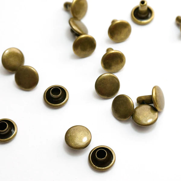 Double Cap Rivets - Medium (9mm Cap x 8mm Post) (5 Finishes)