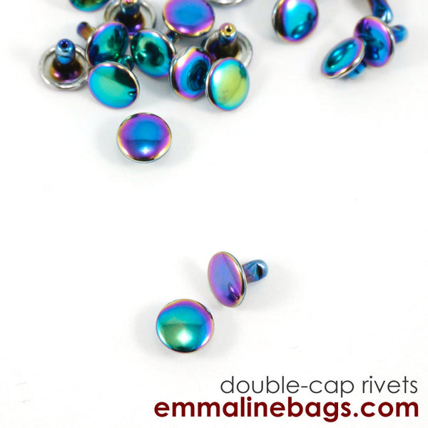 Double Cap Rivets - Medium (9mm Cap x 8mm Post) (5 Finishes)