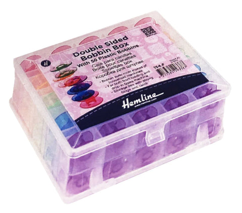 Hemline - Double Sided Bobbin Box, 50pc, Rainbow (Class 15 Bobbins)