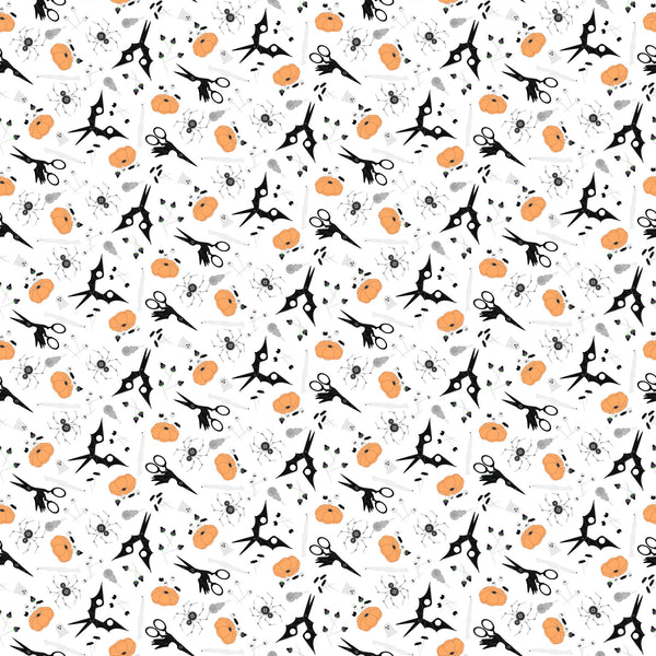 FIGO - Mr. Bones Sews - Notions (White) - 91079-10 (1/2 Yard)