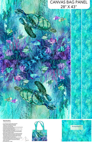 Northcott - Coral Reef - Canvas Bag Panel - 28" x 43" - C28885-66 (per panel)