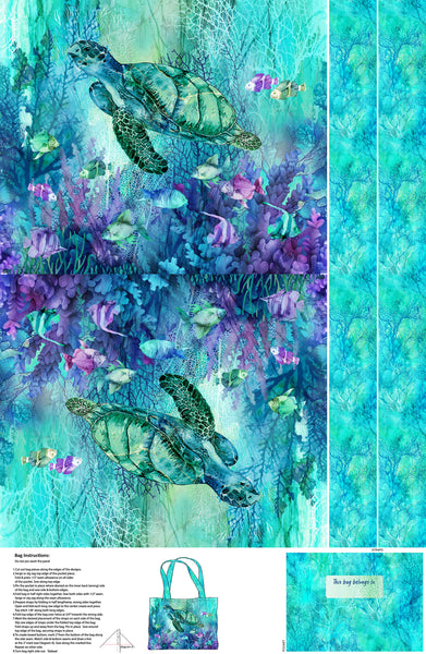 Northcott - Coral Reef - Canvas Bag Panel - 28" x 43" - C28885-66 (per panel)