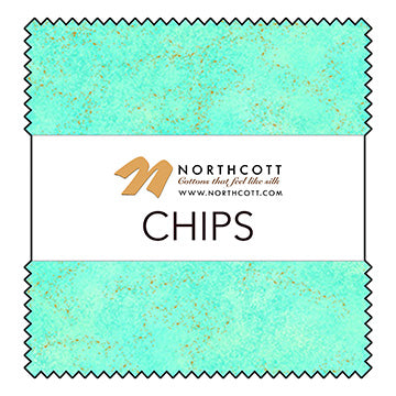5" Chips (Charm) - Northcott - Shimmer - Lagoon Peacock (Chips - 42 pc) CLAGPEA42-10