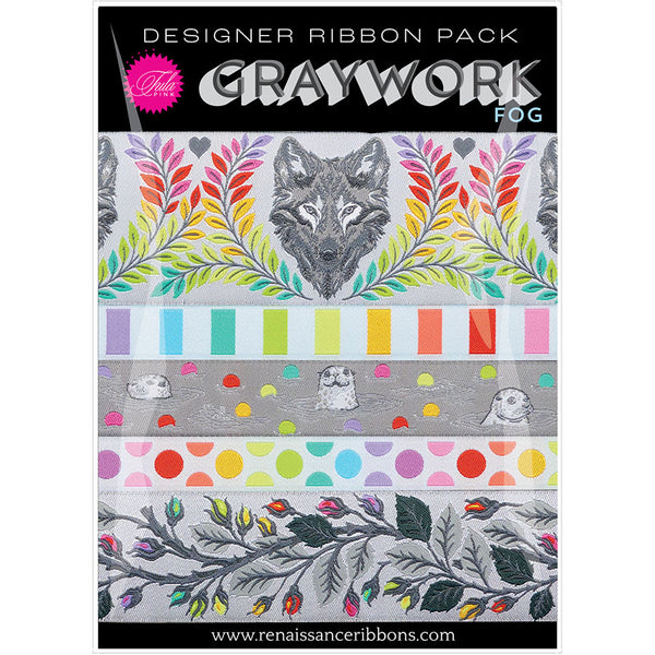 Renaissance Ribbons - Tula Pink - Graywork Designer Pack - Fog - DP-157 Graywork Fog