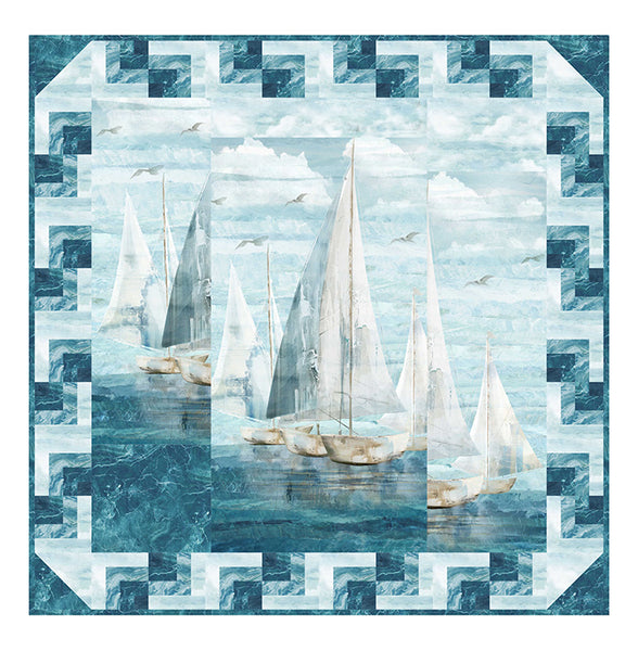Quilt Kit - Northcott - Smooth Sailing - Split Reflection (50"x50")