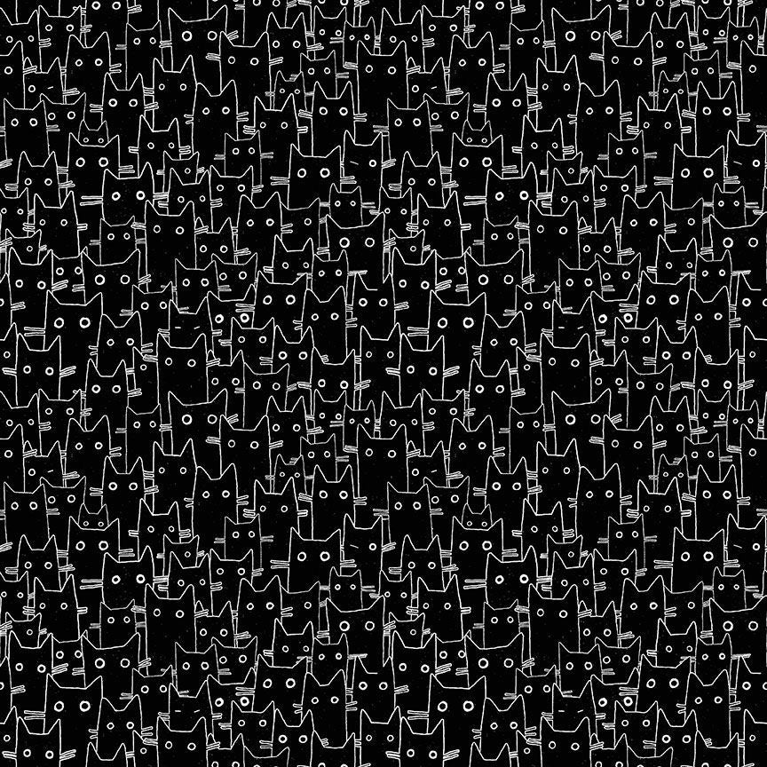 Dear Stella - Hugs N Purrs - Having a Meowment - STELLA-DLW2659-JET (1/2 Yard)