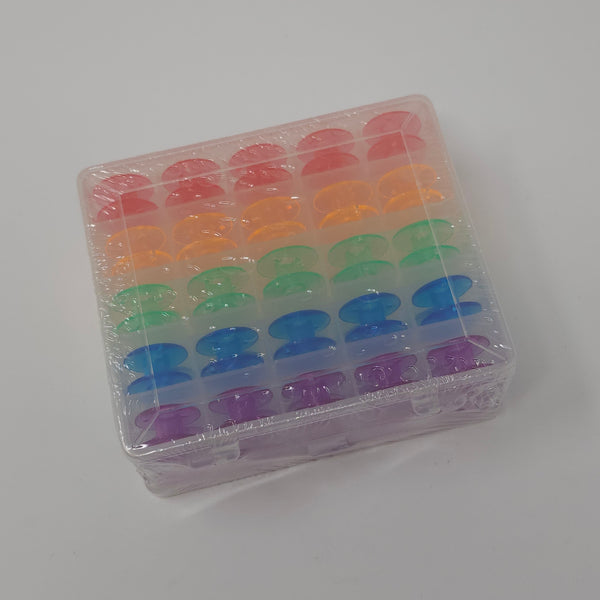 Hemline - Double Sided Bobbin Box, 50pc, Rainbow (Class 15 Bobbins)