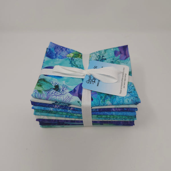 Hand-Cut Fat Quarter Bundle Plus - Northcott - Coral Reef (11pc)