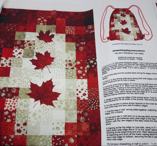 Northcott - Stonehenge - Oh Canada 14 - Drawstring Bag - Canvas Bag Panel - 24" x 43" - C29024-24 (per panel)
