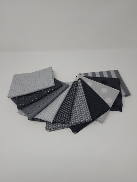 Hand-Cut Fat Quarter Bundle - Tula Pink - Graywork - True Colors (Grays) (10pc)