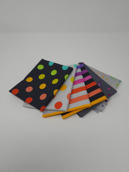 Hand-Cut Fat Quarter Bundle - Tula Pink - Graywork - True Colors (Rainbow) (6pc)