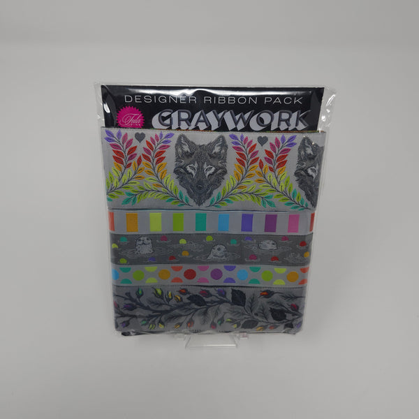 Renaissance Ribbons - Tula Pink - Graywork Designer Pack - Fog - DP-157 Graywork Fog