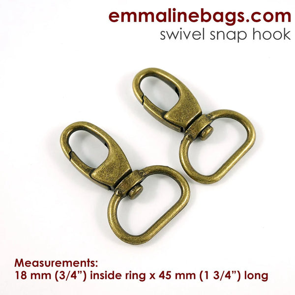 Swivel Snap Hook:  Designer Profile (2 Pack) - 3/4" (18 mm) (5 Finishes)