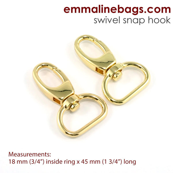 Swivel Snap Hook:  Designer Profile (2 Pack) - 3/4" (18 mm) (5 Finishes)