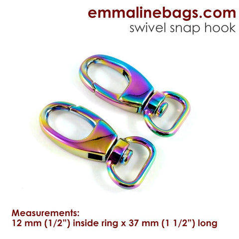 Swivel Snap Hook:  Designer Profile (2 Pack) - 1/2" (12 mm) (5 Finishes)