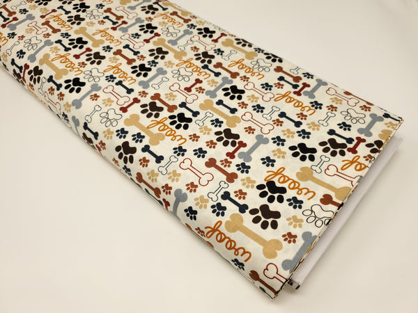 Pure Breeds - Dog Bones and Paws - DOG-C2372 CREAM (1/2 Yard)