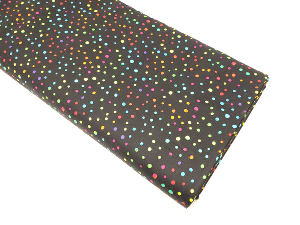 Math & Science - Rainbow Dots - COLOR-C3151 BLACK (1/2 Yard)