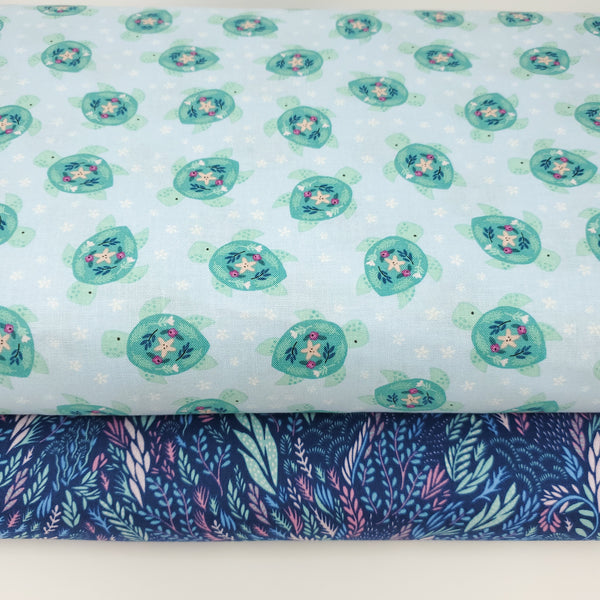 You, Me & The Sea - Turtles (Crystal) - Stella-1569 (1/2 Yard)