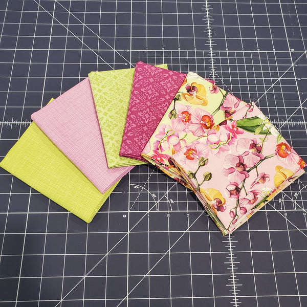 Hand-Cut Fat Quarter Bundle - Northcott Orchids in Bloom Bundle (6pc)