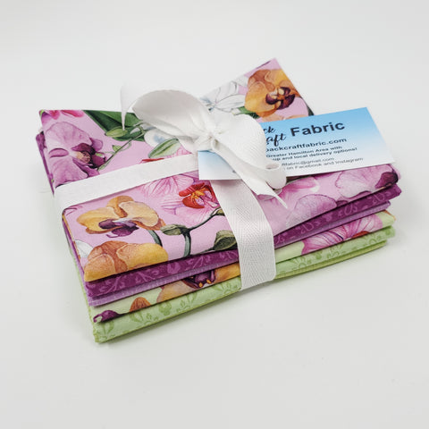Hand-Cut Fat Quarter Bundle - Northcott Orchids in Bloom Bundle (6pc)