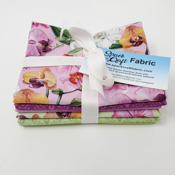 Hand-Cut Fat Quarter Bundle - Northcott Orchids in Bloom Bundle (6pc)