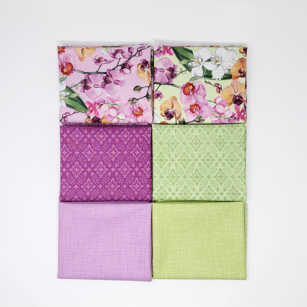 Hand-Cut Fat Quarter Bundle - Northcott Orchids in Bloom Bundle (6pc)