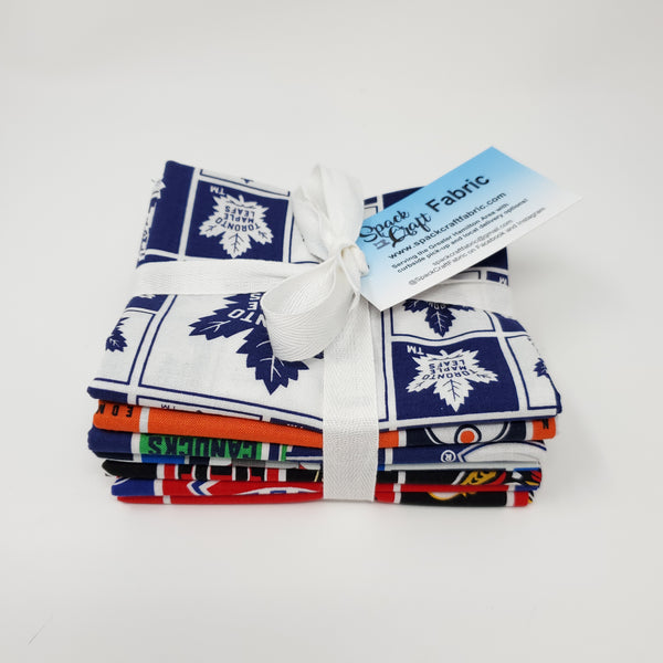 Hand-Cut Fat Quarter Bundle - NHL Canadian Hockey Teams (7pc)