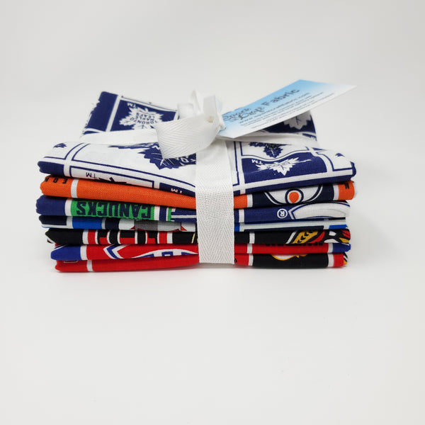 Hand-Cut Fat Quarter Bundle - NHL Canadian Hockey Teams (7pc)