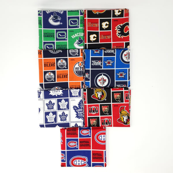 Hand-Cut Fat Quarter Bundle - NHL Canadian Hockey Teams (7pc)