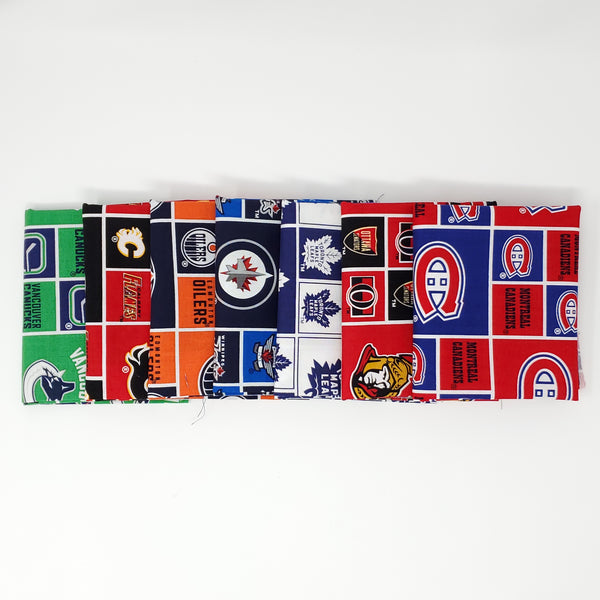 Hand-Cut Fat Quarter Bundle - NHL Canadian Hockey Teams (7pc)