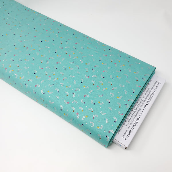 Riley Blake - Unicorn Kingdom - Shooting Stars w/ sparkle - SC10473-Teal (1/2 Yard)