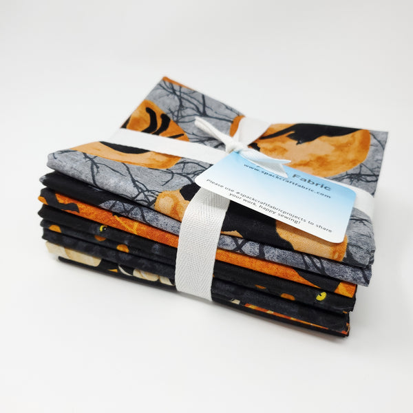 Hand-Cut Fat Quarter Bundle - Northcott - Black Cat Capers (8pc)