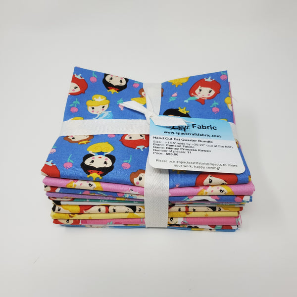 Hand-Cut Fat Quarter Bundle - Camelot Disney Princess Kawaii (11pc)