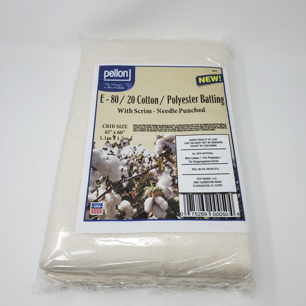 Quilt Batting - Pellon - 80/20 Cotton/Polyester Batting Package - Crib Size - 45"x60" - LE045