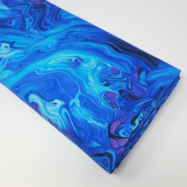 Midnight Run - Abstract Water Texture - MIDNIGHT-CD1432  BLUE (1/2 Yard)