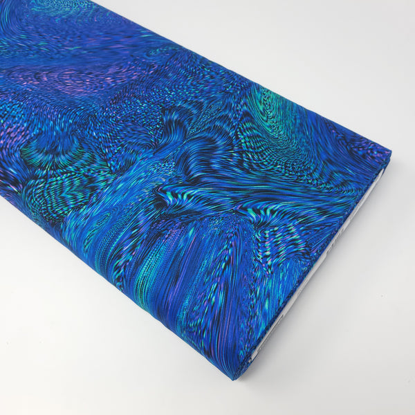 Midnight Run - Feathered Swirly Texture - MIDNIGHT-CD1430  BLUE (1/2 Yard)