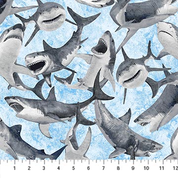 Stonehenge - Shark Attack - Sharks - 24061-42 (1/2 Yard)